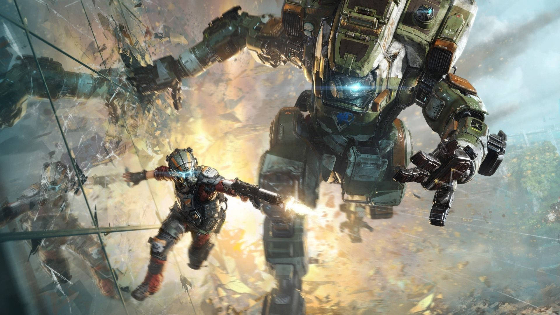 “Ready for Battle: Pilot and Titan Unite in Titanfall 2” Wallpaper