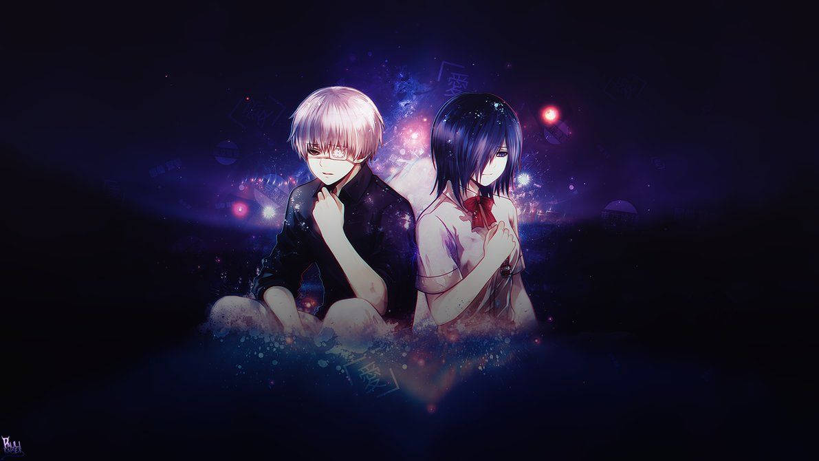 Soulmates Touka and Kaneki Together in the Tokyo Ghoul World Wallpaper