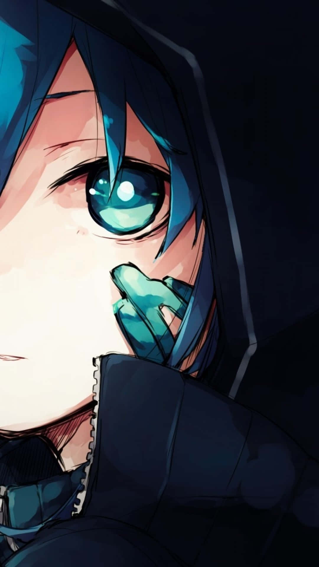 A Girl With Blue Eyes And A Black Hoodie Wallpaper