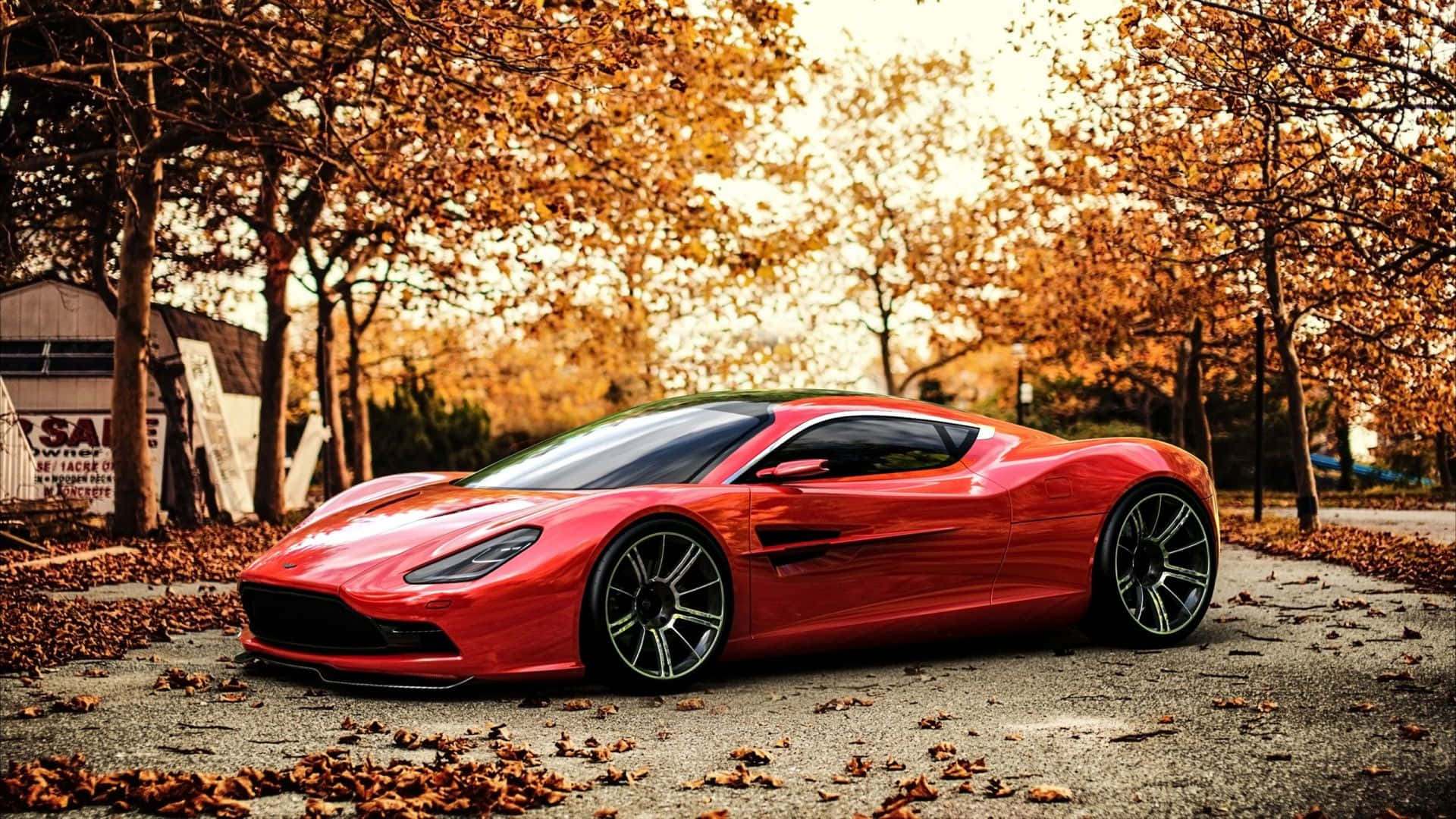Top 10 Car Red Aston Martin DBS Fall Wallpaper