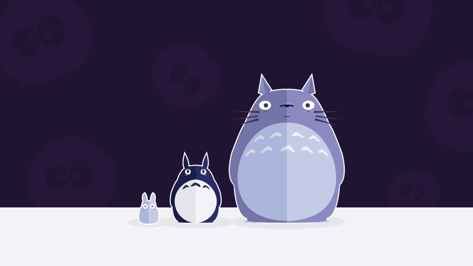 a totoro and a rabbit standing next to each other Wallpaper