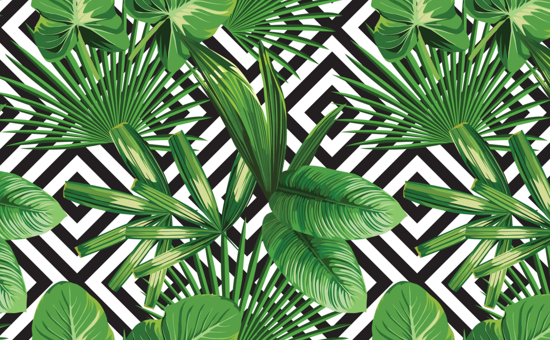 A Seamless Pattern With Tropical Leaves And Leaves