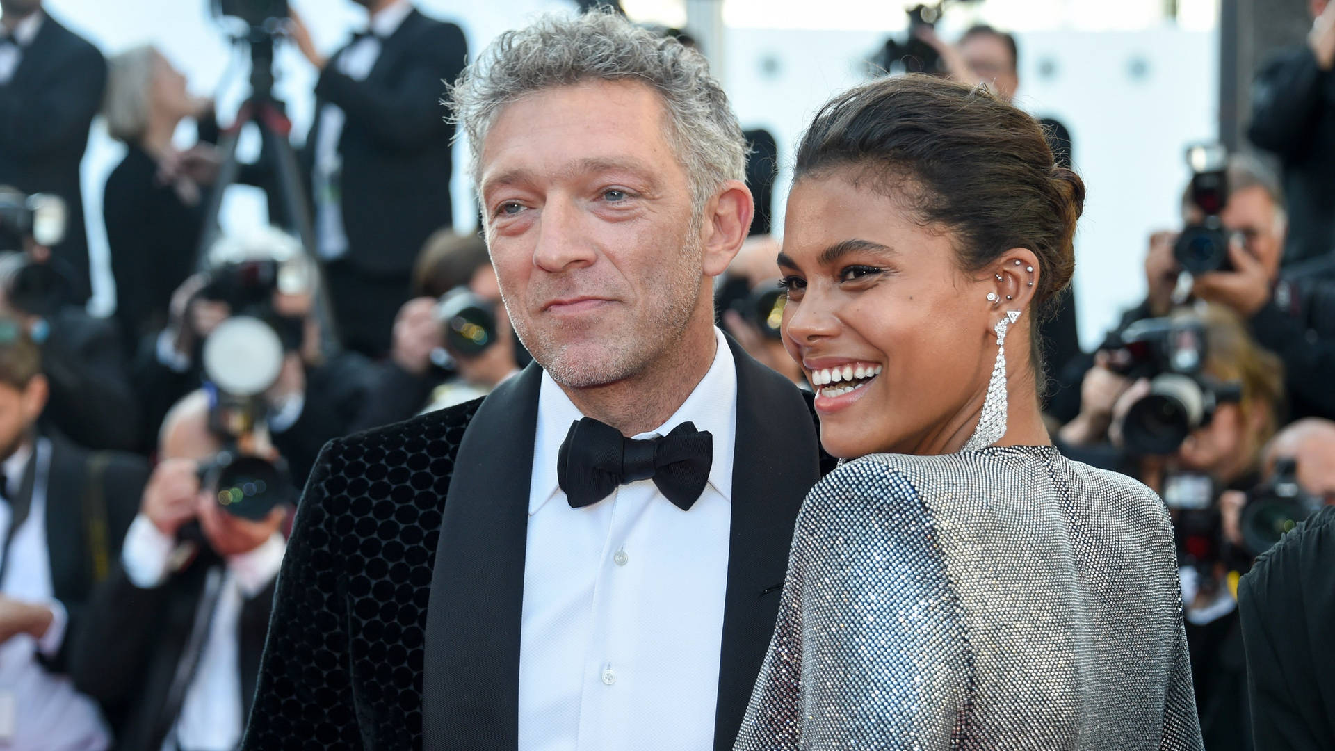 Vincent Cassel With His Wife Wallpaper