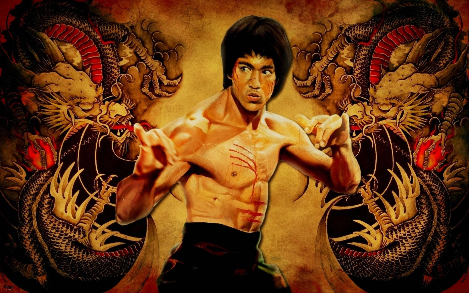Vintage Bruce Lee Double Dragon Wallpaper
