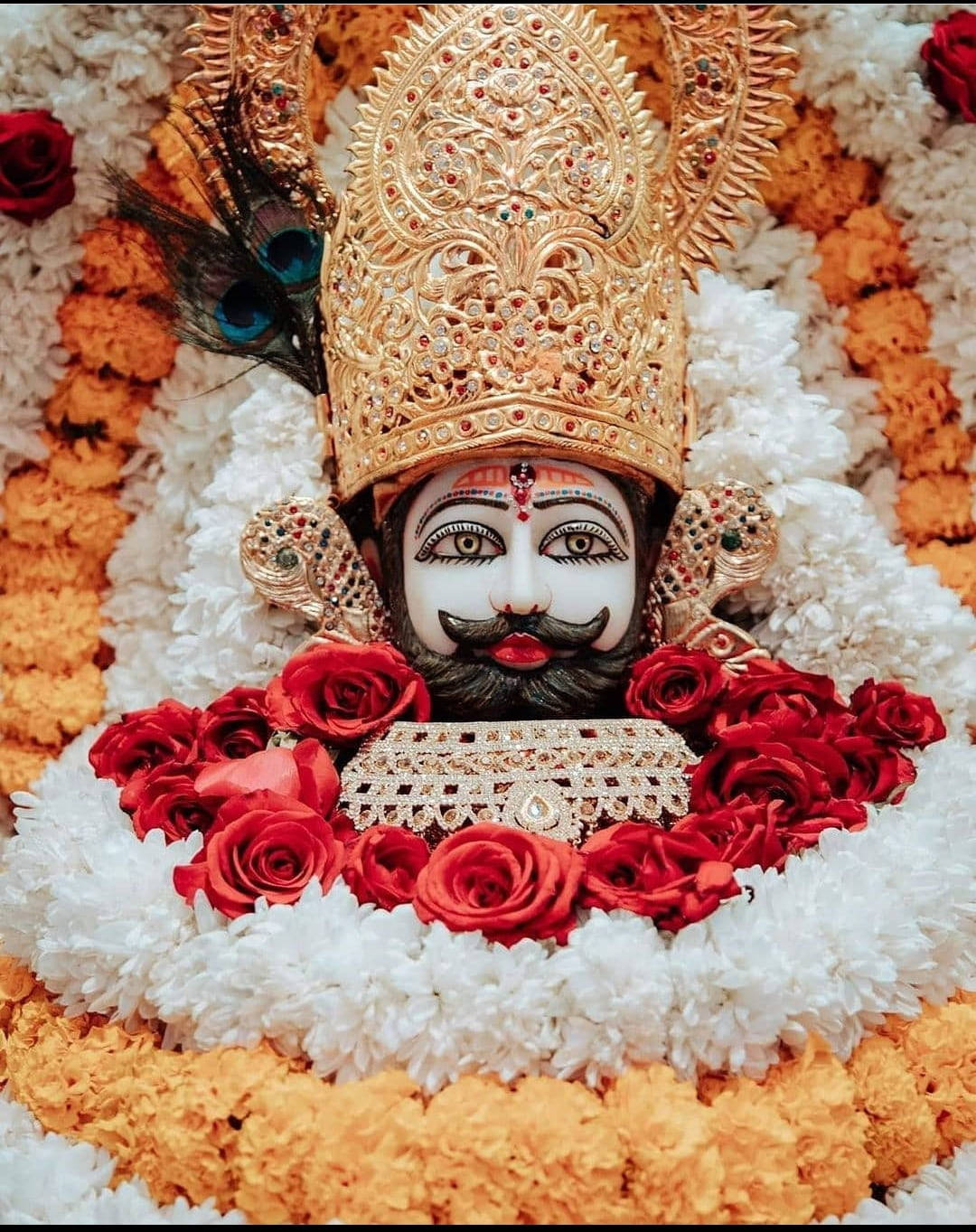 Vitthal Hindu God With Colourful Flowers Wallpaper