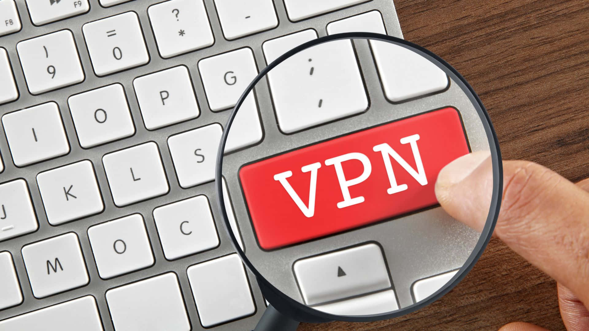 Red Vpn Button Magnifying Glass Wallpaper