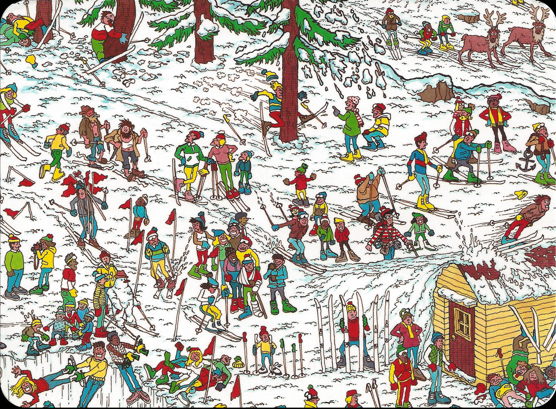 Where's Waldo Skiing Winter Sport Wallpaper