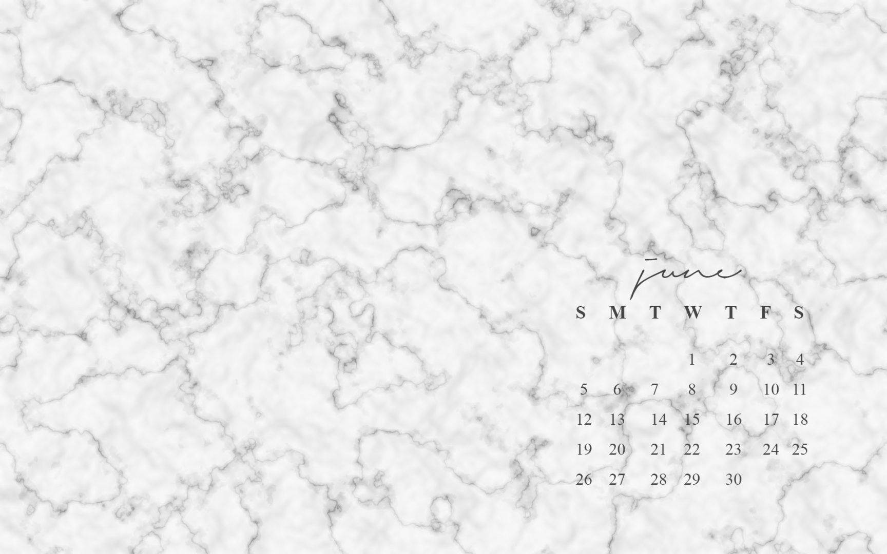 Embrace the beauty of June with a white marble calendar. Wallpaper