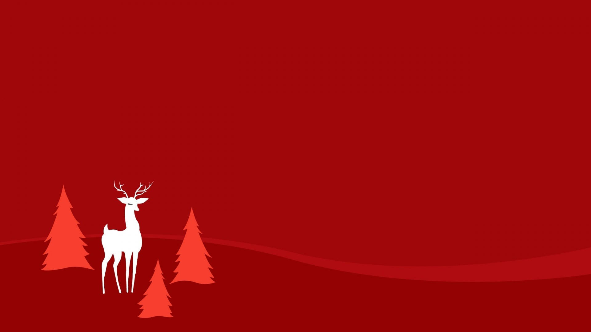 White Reindeer On Red Christmas Background Wallpaper