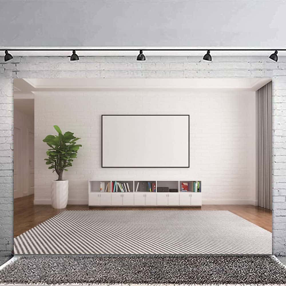 White Spacious Living Room Zoom Background