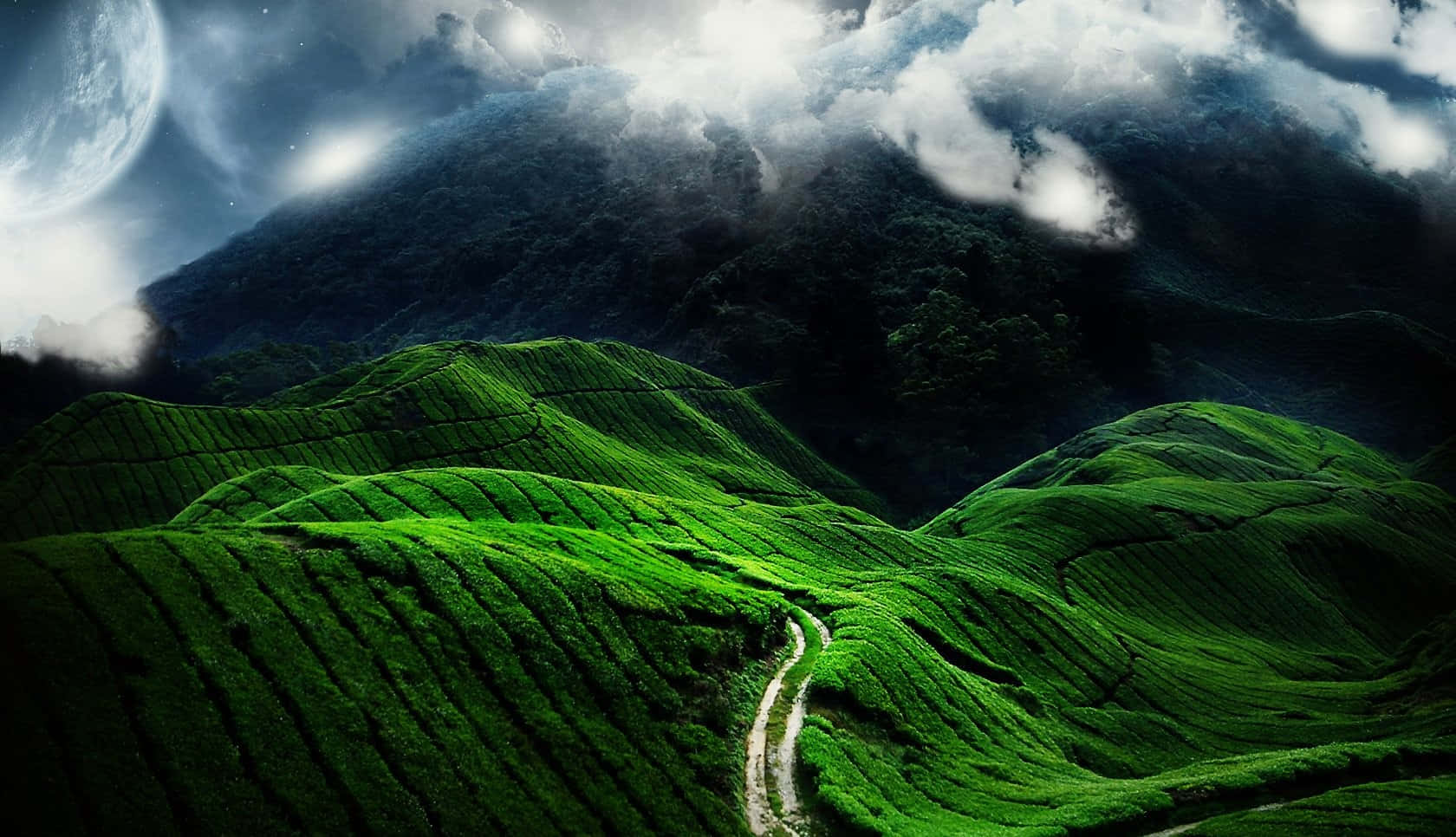 Winding Roads In Between Green Hills Wallpaper