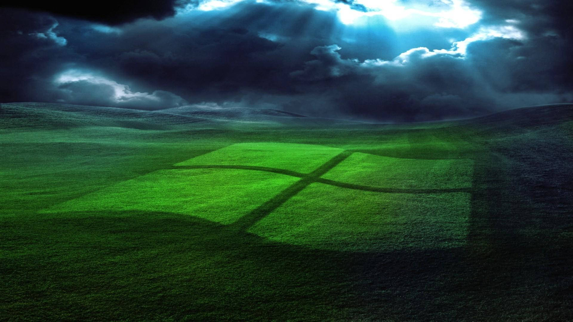 Microsoft Windows Logo in the Landscape Wallpaper