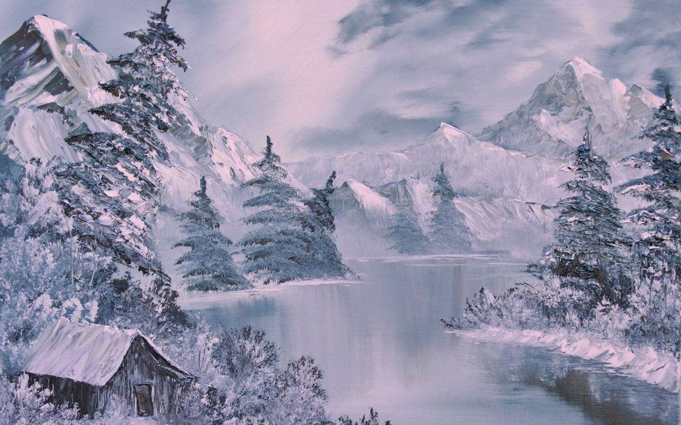 Winter Scene Painting Wallpaper
