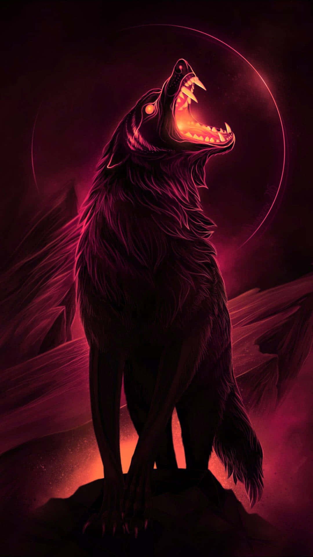 A Lone Wolf Howling At The Moon Wallpaper