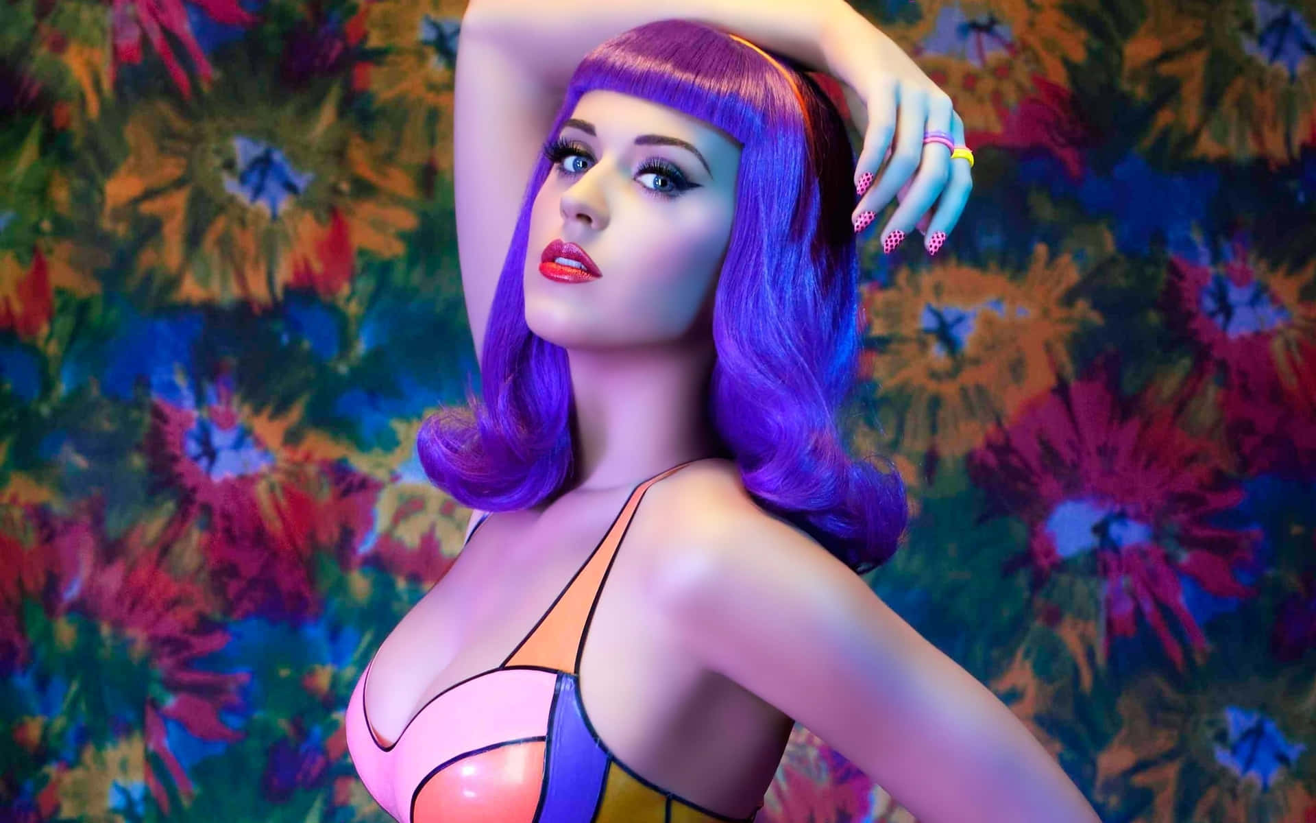 Woman With Purple Hair Female Body Wallpaper