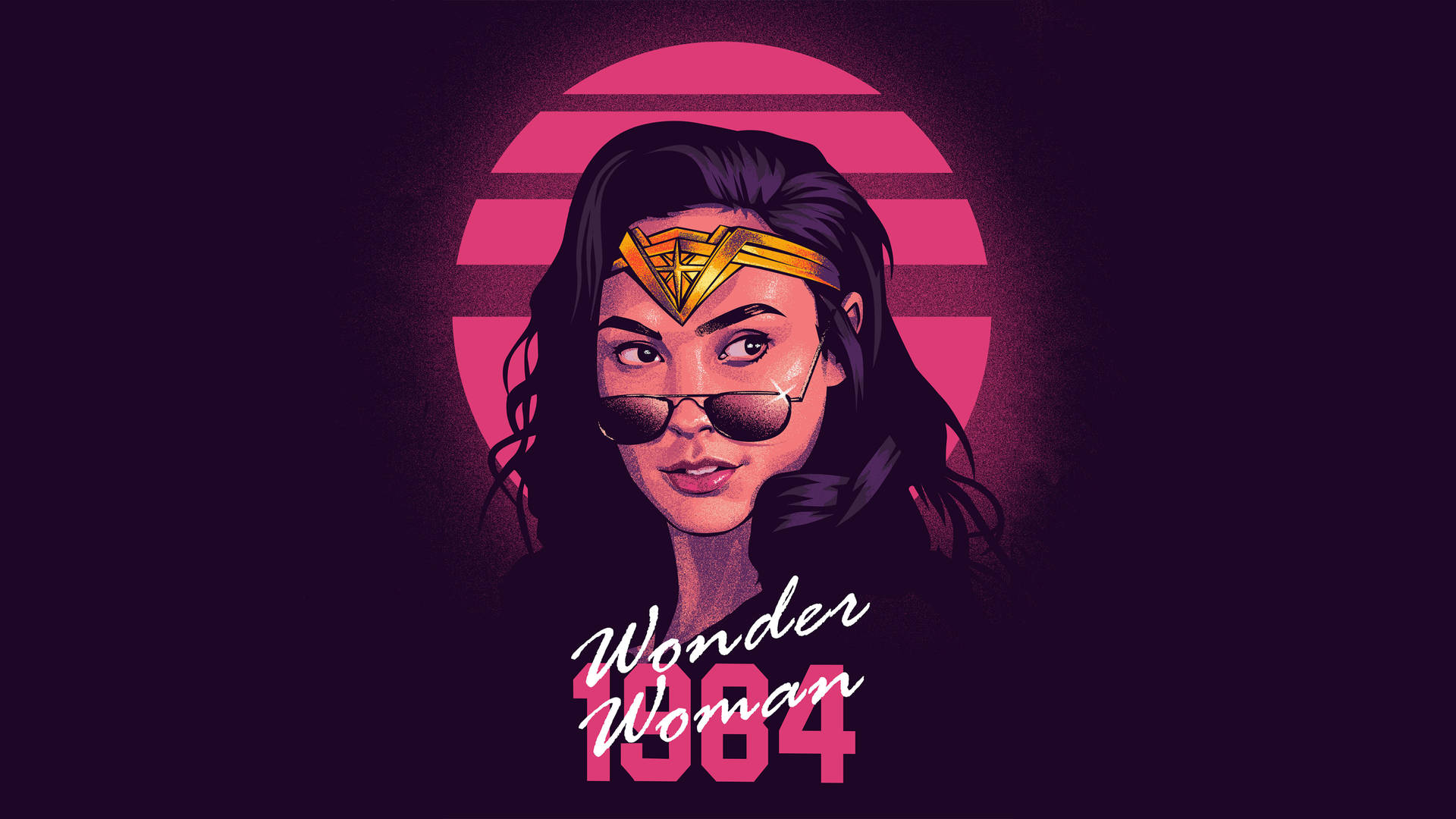 "Wonder Woman 1984 Shines Bright in Synthwave Sun" Wallpaper