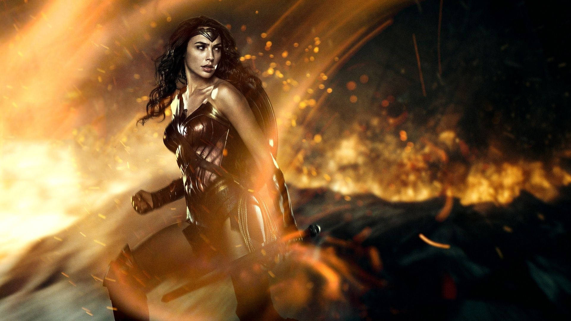 "Wonder Woman Spreads Her Blazing Power" Wallpaper