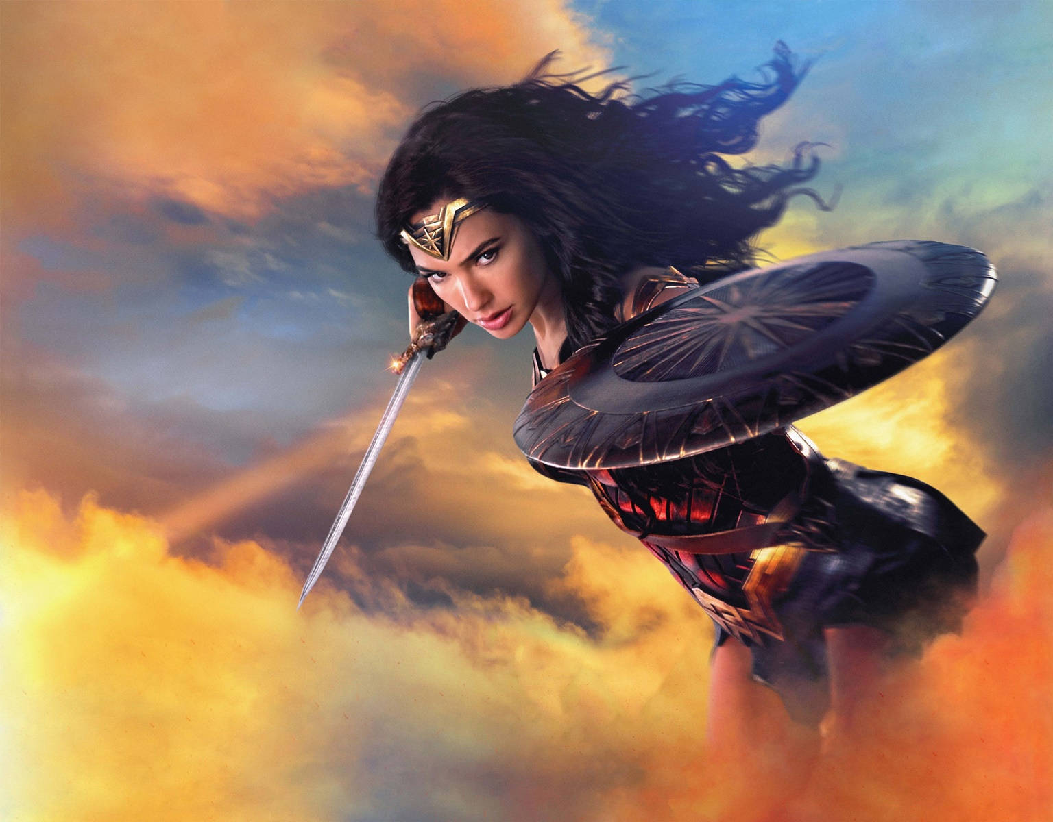 Wonder Woman Superhero Throwing Shield Wallpaper