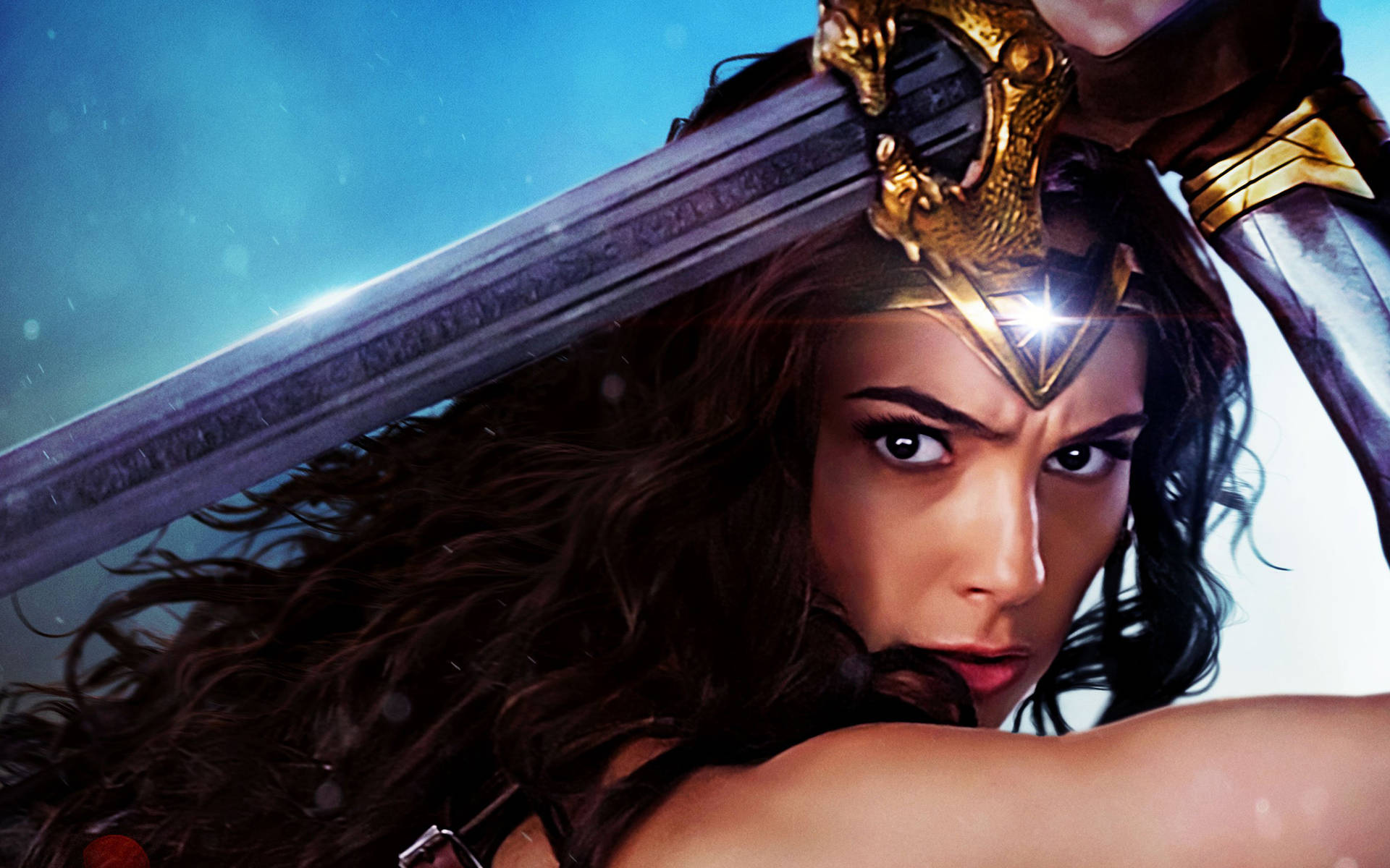 Close-up of Wonder Woman ready to fight Wallpaper