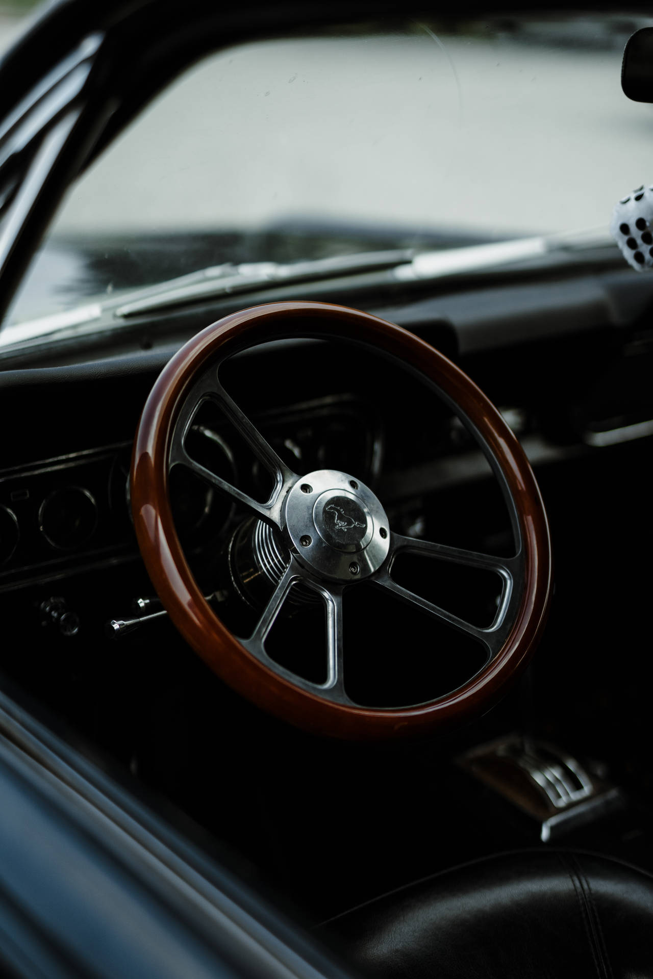 Classic Wooden Finished Ford Mustang Wallpaper