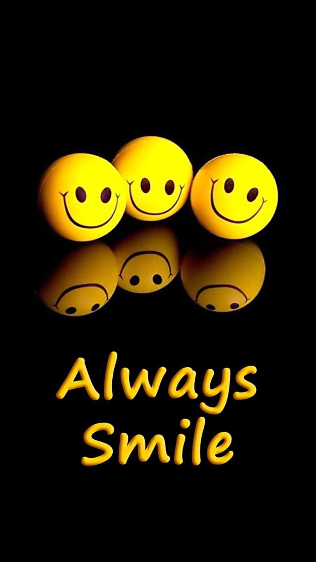 Yellow Circle With Happy Smile Face Wallpaper