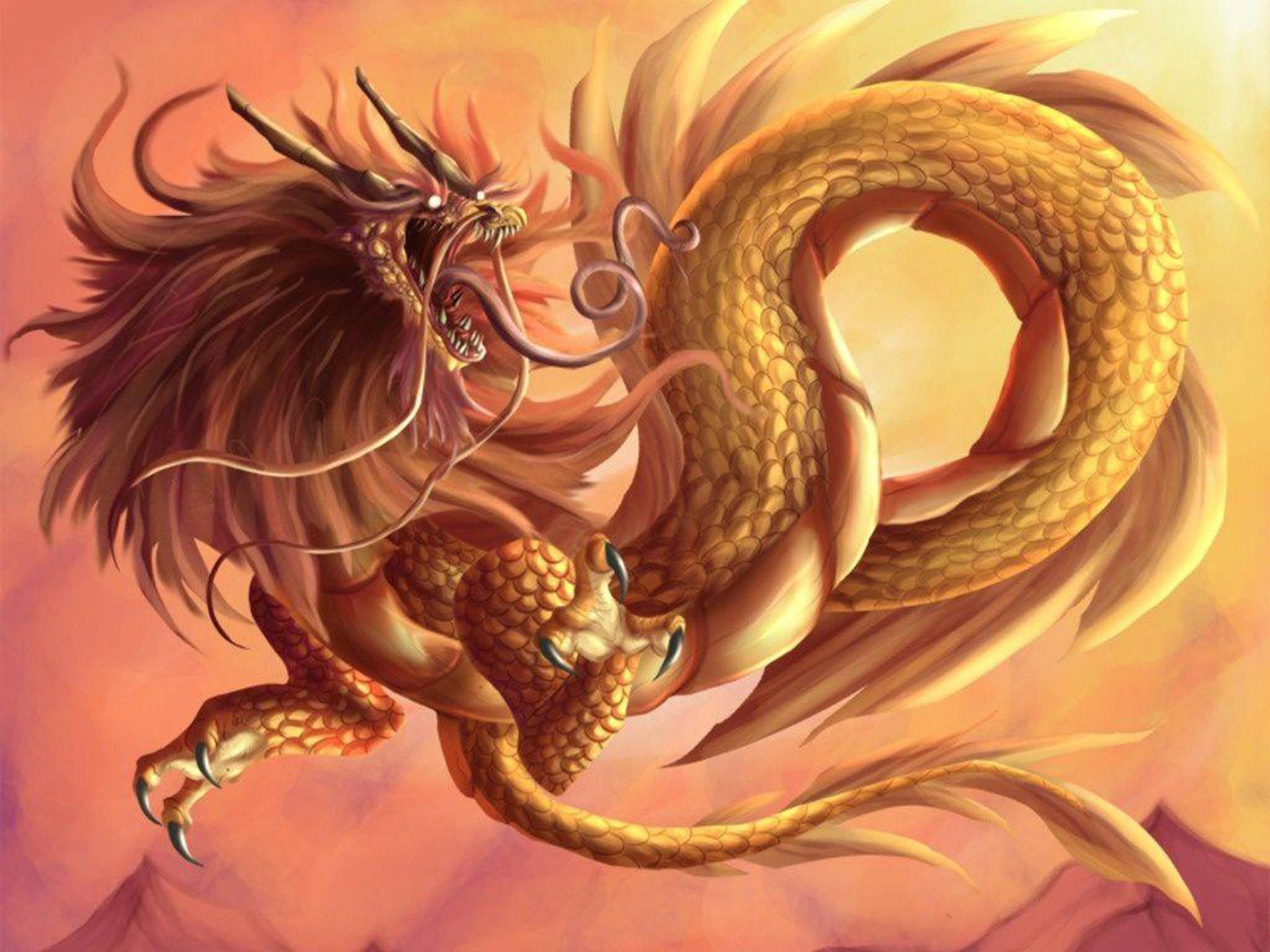Majestic Eastern Dragon Artistry Wallpaper