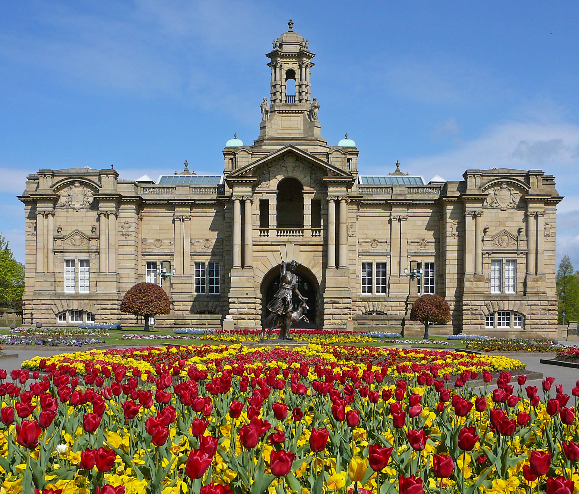 Majestic View of Cartwright Hall in Yorkshire Wallpaper