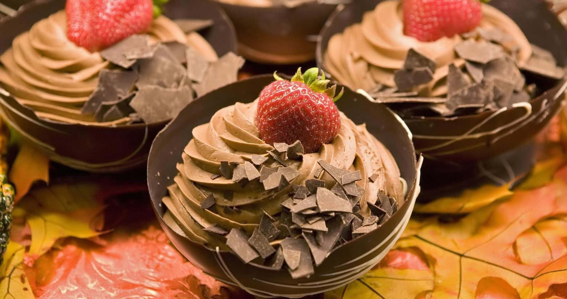 Yummy Ice Cream On Chocolate Bowl Wallpaper