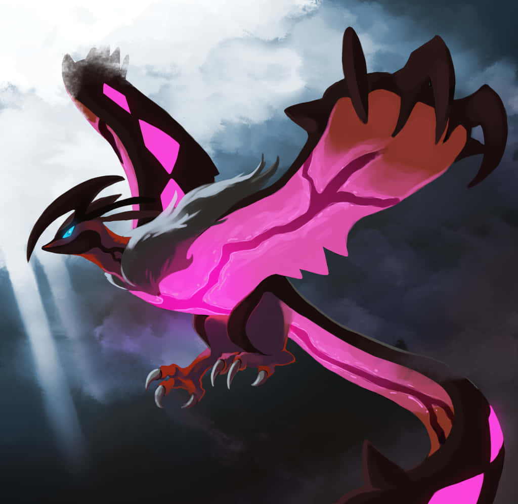 Captivating image of the legendary Yveltal Pokémon flaunting a glowing body Wallpaper