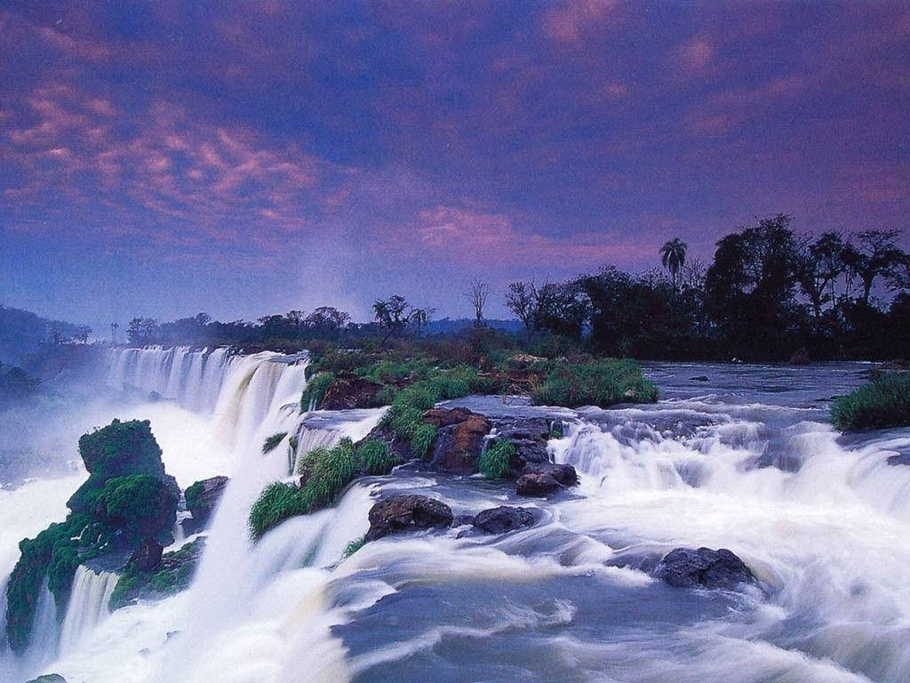 Zambia Purple Waterfalls Wallpaper