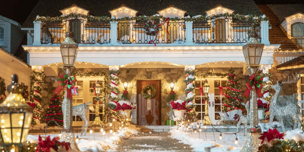 Stunning Front Porch Zoom Christmas Background